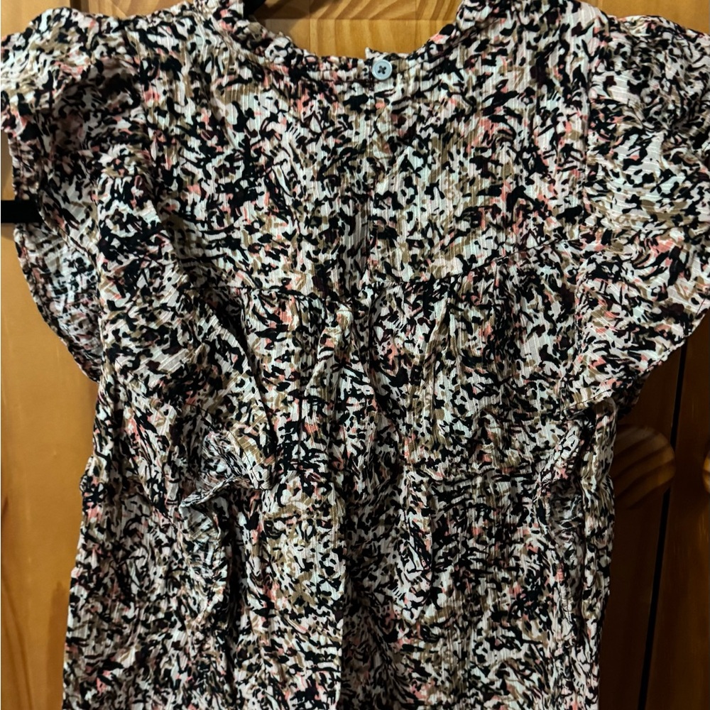 LOFT Black and Pink Patterned Blouse